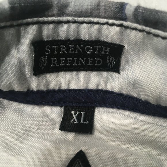 Roar Button Up Embroidered Long Sleeve Stiped Plaid Shirt Mens Medium Casual - Picture 12 of 12